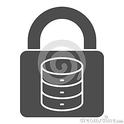Lock with disks solid icon, data protection concept. Vector graphics. Storage array locked sign on white background Vector Illustration