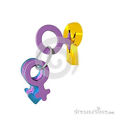 Lock with female key Stock Photo