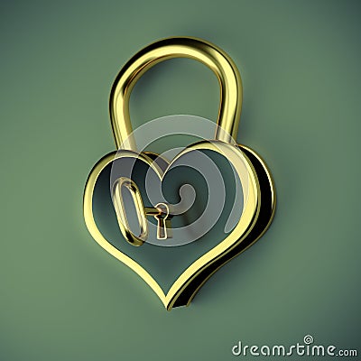 Lock in the form of a heart with key Stock Photo