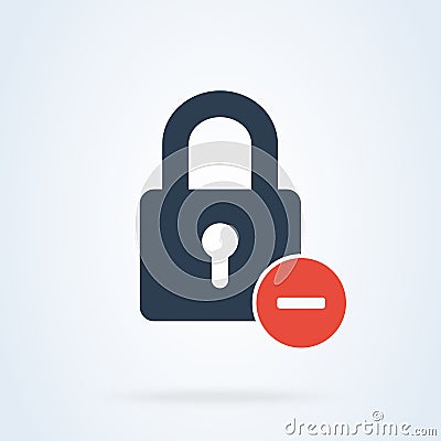 Lock icon delete minus sign. system password cancel vector Vector Illustration