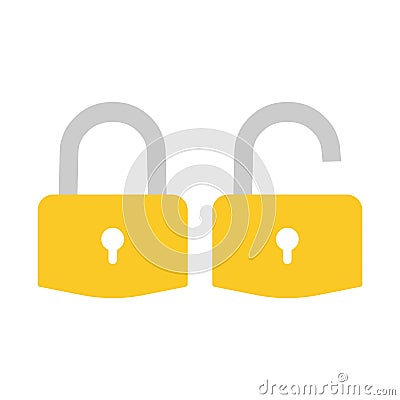 Lock icon. Padlock sign. Unlock. Vector illustration. Flat design. Cartoon Illustration