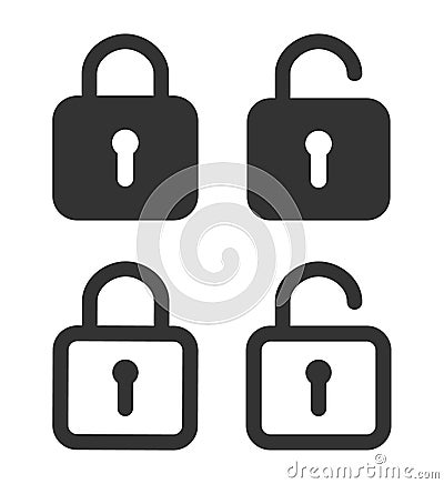 Lock icon. Padlock unlock. Password for closed of locker on website. Symbol of private and security in line style. Open safe with Vector Illustration