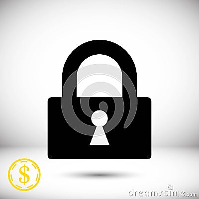 Lock icon stock vector illustration flat design Vector Illustration