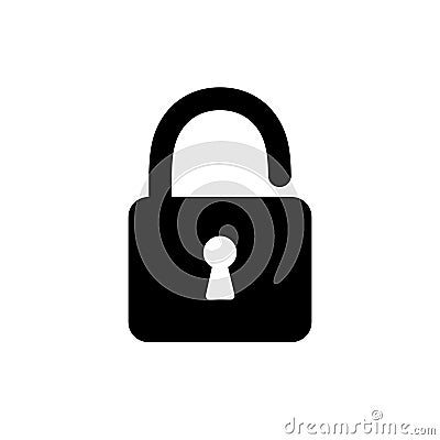 Lock icon. Unlock open lock. Padlock symbol password. Black private sign isolated on white background. Closed lock. Code safety. S Vector Illustration