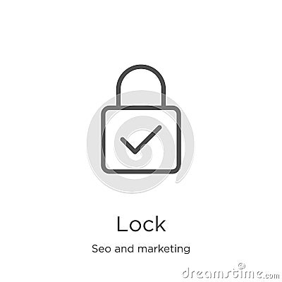 lock icon vector from seo and marketing collection. Thin line lock outline icon vector illustration. Outline, thin line lock icon Vector Illustration