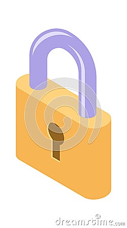 Lock isometric icon isolated vector illustration Cartoon Illustration