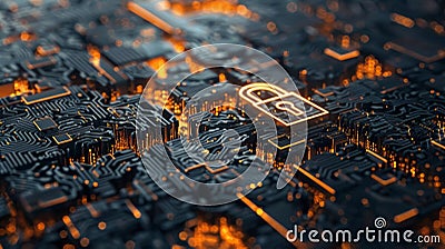 A lock and key system where only authorized users have the key to unlock and access the data as it flows through the Stock Photo