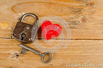 Lock and key to a heart for Valentines day Stock Photo