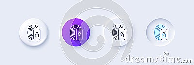 Lock line icon. Fingerprint access sign. Line icons. Vector Vector Illustration