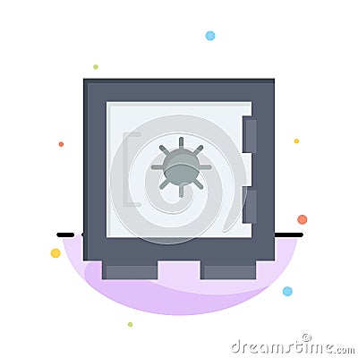 Lock, Locker, Security, Secure Abstract Flat Color Icon Template Vector Illustration