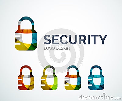 Lock logo design made of color pieces Vector Illustration