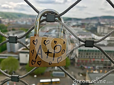 Lock of lovers high above the city Editorial Stock Photo