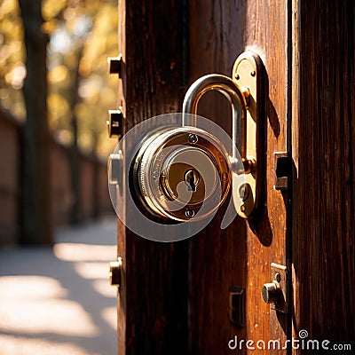 Lock , mechanical security device to protect and guard Stock Photo