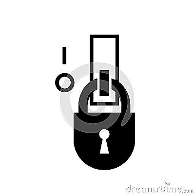 Lock Out In De-Energized State Black Icon, Vector Illustration, Isolate On White Background Label. EPS10 Vector Illustration