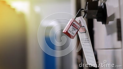 Lock out for electrical maintenance_Tag out for safety maintenance Stock Photo