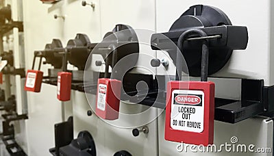 Lock out & Tag out , Lockout station,machine - specific lockout devices Stock Photo