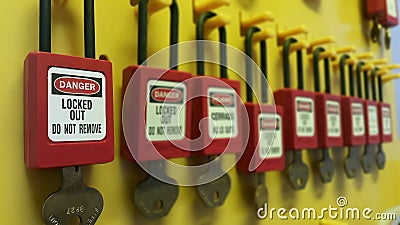 Lock out & Tag out , Lockout station,machine - specific lockout devices Stock Photo