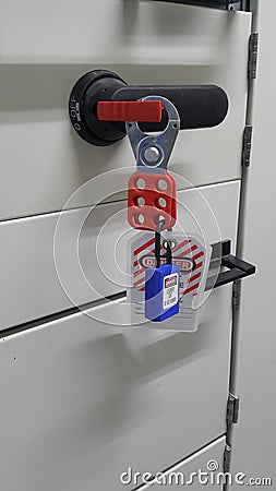 Lock out & Tag out , Lockout station, machine - specific lockout devices Stock Photo