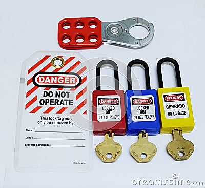 Lock out & Tag out , Lockout station,machine - specific lockout devices Stock Photo