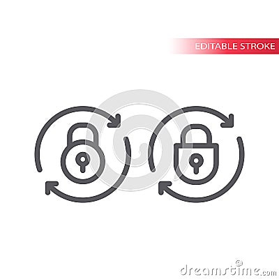 Lock reload line vector icon. Padlock and circle arrows. Vector Illustration