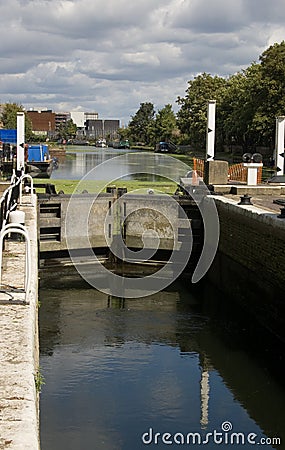 Lock on River Lea, East London Stock Photo