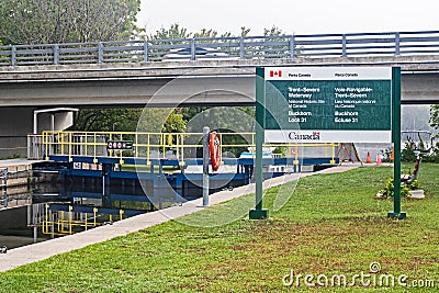 Lock 31 Sign Along The Trent Severn Waterway Stock Photo