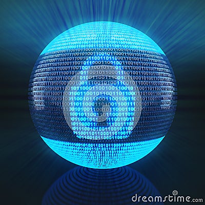 Lock symbol on globe formed by binary code Stock Photo