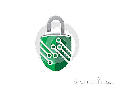 Lock technolory symbol guard for logo design illustrator, security tech icon Vector Illustration