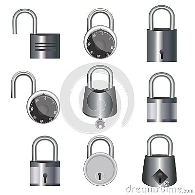 Lock and unlock icons Vector Illustration