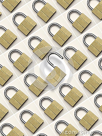 Lock - Unlock - Padlocks Stock Photo