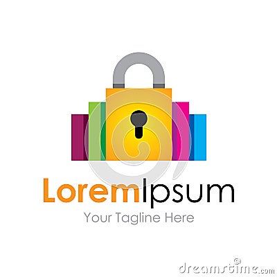 Lock up system high priority icon simple colorful elements logo Stock Photo