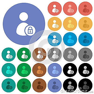 Lock user account round flat multi colored icons Stock Photo