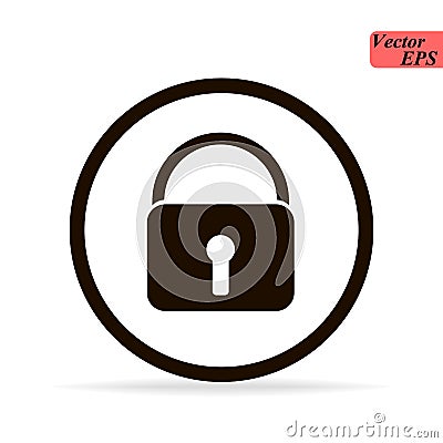 Lock vector icon with white background. Icons closed lock. Symbols security. Isolated grey signs on white background. Flat vector Cartoon Illustration