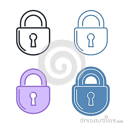 The lock vector outline icon set. Data protection concept Vector Illustration