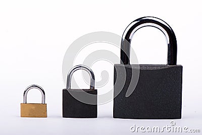 Lock on a white background. Castle close-up. Protection of property. Security of money Editorial Stock Photo