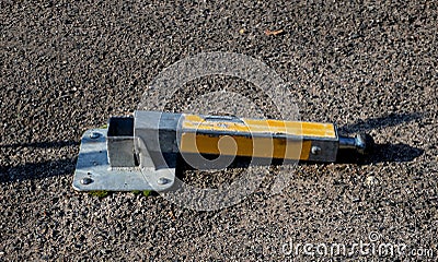 lockable parking lot for trailers behind a car or pickup truck. the end Stock Photo