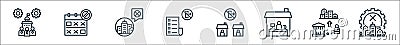 lockdown line icons. linear set. quality vector line set such as shutdown, prison, home office, quarantine, rule, shutdown, period Vector Illustration