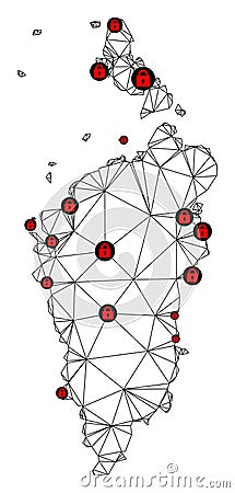 Lockdown Polygonal Carcass Mesh Vector Map of Krasnoyarskiy Kray Vector Illustration