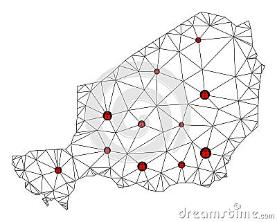 Lockdown Polygonal Carcass Mesh Vector Map of Niger Stock Photo