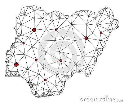 Lockdown Polygonal Carcass Mesh Vector Map of Nigeria Vector Illustration