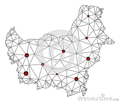 Lockdown Polygonal 2D Mesh Vector Map of Borneo Island Vector Illustration