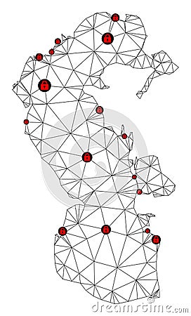 Lockdown Polygonal 2D Mesh Vector Map of Caspian Sea Vector Illustration