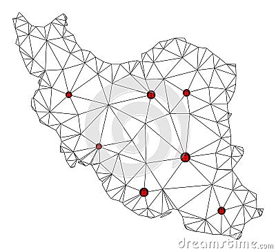 Lockdown Polygonal 2D Mesh Vector Map of Iran Vector Illustration