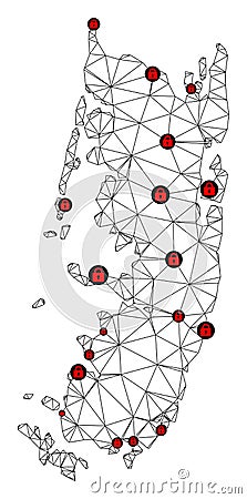 Lockdown Polygonal 2D Mesh Vector Map of Pemba Island Stock Photo