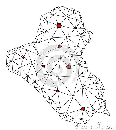 Lockdown Polygonal Network Mesh Vector Map of Iraq Vector Illustration
