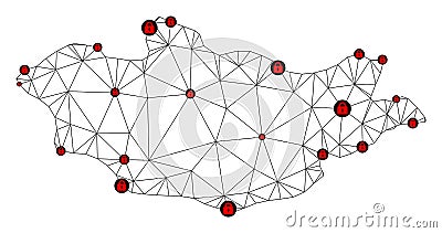 Lockdown Polygonal Network Mesh Vector Map of Mongolia Vector Illustration