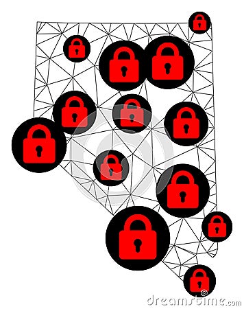 Lockdown Polygonal Network Mesh Vector Map of Nevada State Vector Illustration