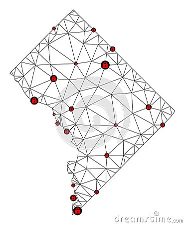 Lockdown Polygonal Network Mesh Vector Map of Washington DC Stock Photo
