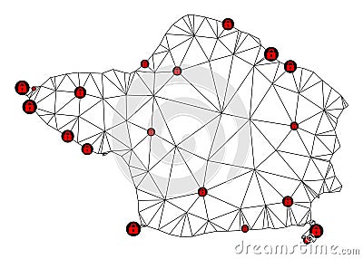 Lockdown Polygonal Wire Frame Mesh Vector Map of Faial Island Vector Illustration