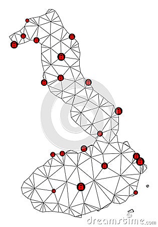 Lockdown Polygonal Wire Frame Mesh Vector Map of Galapagos - Isabela Island Vector Illustration